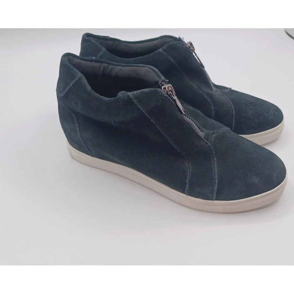 Blondo women BLACK suede waterproof Glenda‎ platform wedge sneakers US 7 Zipper